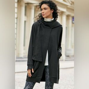 Soft Surroundings Go Lively Travel Wrap Cardigan Black Jacket Womens XL Like New